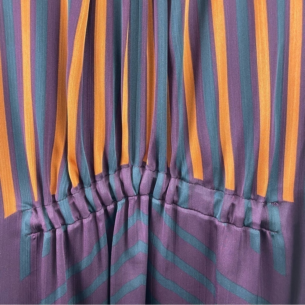 Max Studio London Sleeveless Midi Dress Silky Flowy V-Neck Multi Color Stripe S - Picture 5 of 16